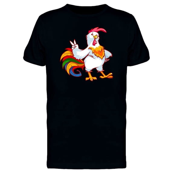Rooster With Colorful Tail Tee Men's -Image by Shutterstock