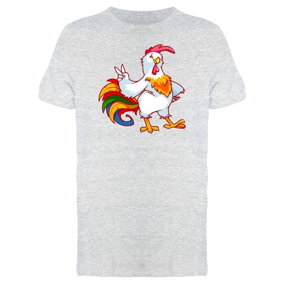 Rooster With Colorful Tail Tee Men's -Image by Shutterstock