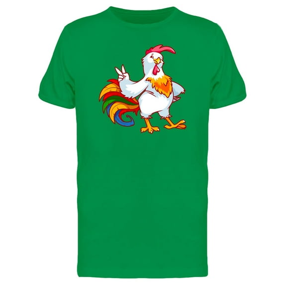 Rooster With Colorful Tail Tee Men's -Image by Shutterstock