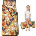 thumbnail image 1 of Rooster and Chick Brown Pattern Teens Toddler Nap Mat with Pillow, Sleeping Mat Bag for Preschool Daycare 59"x22", 1 of 6