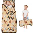 thumbnail image 1 of Rooster and Egg Brown Pattern Teens Toddler Nap Mat with Pillow, Sleeping Mat Bag for Preschool Daycare 59"x22", 1 of 6