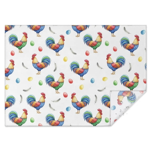 Rooster and Egg White Pattern Waterproof Tablecloth, Rectangular ...