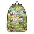thumbnail image 1 of Rooster and Farm Green Pattern Backpack for School, Cute School Bag with Adjustable Shoulder Straps and Padded Back, 15.7"x11.8"x5.5", 1 of 5