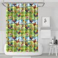 thumbnail image 1 of Rooster and Farm Green Pattern Modern Waterproof Shower Curtain Set with 12 Hooks, Washable Decorative Bathroom Shower Curtain, 1 of 6