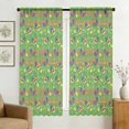 Rooster and Fence Green Pattern Sheer Curtains, Voile Drapes with Dual ...