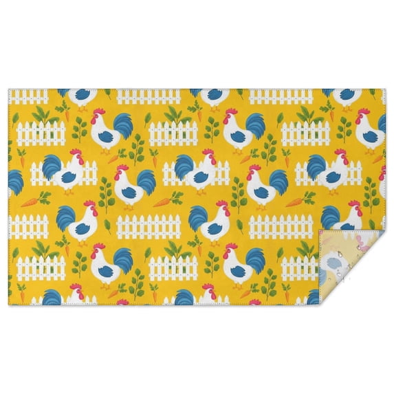 Rooster and Fence Yellow Pattern Waterproof Tablecloth, Rectangular ...