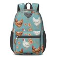 thumbnail image 1 of Rooster and Floral Blue Pattern 17" School Backpacks for Teens,Waterproof Oxford Fabric,S-Shape Padded Straps for School,Travel,Hiking,Camping, 1 of 6