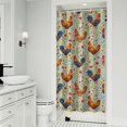 thumbnail image 1 of Rooster and Floral Green Pattern Modern Waterproof Shower Curtain Set with 12 Hooks, Washable Decorative Bathroom Shower Curtain, 1 of 6