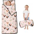 thumbnail image 1 of Rooster and Floral Pink Pattern Teens Toddler Nap Mat with Pillow, Sleeping Mat Bag for Preschool Daycare 59"x22", 1 of 6