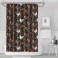 thumbnail image 1 of Rooster and Foliage Black Pattern Modern Waterproof Shower Curtain Set with 12 Hooks, Washable Decorative Bathroom Shower Curtain, 1 of 6