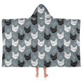 thumbnail image 1 of Rooster and Foliage Grey Pattern Hooded Bath Towel Wrap for Teens Ages 3 To 12, Soft Lightweight Quick Dry Microfiber Bath Beach Pool, 50"x30", 1 of 6