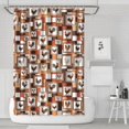 thumbnail image 1 of Rooster and Frame Brown Pattern Modern Waterproof Shower Curtain Set with 12 Hooks, Washable Decorative Bathroom Shower Curtain, 1 of 6