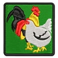 thumbnail image 1 of Rooster and Hen Chicken Couple Applique Multi-Color Embroidered Hook & Loop Patch - 2.5 Inch Small, 1 of 5