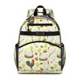 thumbnail image 1 of Rooster and Nest Yellow Pattern Cute School Backpack Bag for School with Padded Back and Adjustable Shoulder Straps 15.25"x11.5"x5.25", 1 of 5
