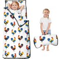 thumbnail image 1 of Rooster and Silhouette White Pattern Teens Toddler Nap Mat with Pillow, Sleeping Mat Bag for Preschool Daycare 59"x22", 1 of 6