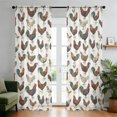 Rooster and Text Cream Pattern Sheer Curtains, Sheer Curtain Panels ...