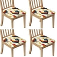 thumbnail image 1 of Roosters and Chicks Seat Covers for Dining Room Chairs Set Of 4,Stretch Printed Washable Chair Seat Cover with Elastic Ties and Button,Removable Waterproof Couch Cushion Covers, 1 of 6