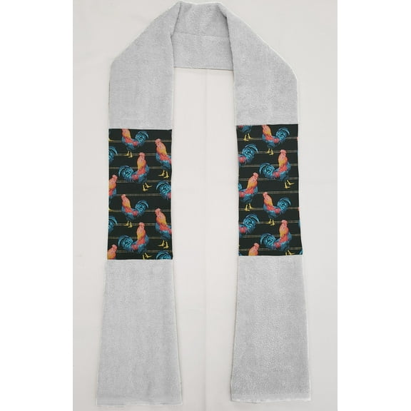 Roosters Kitchen Towel Boa / Scarf by Penny's Needful Things (Towel Color: White) (Black)