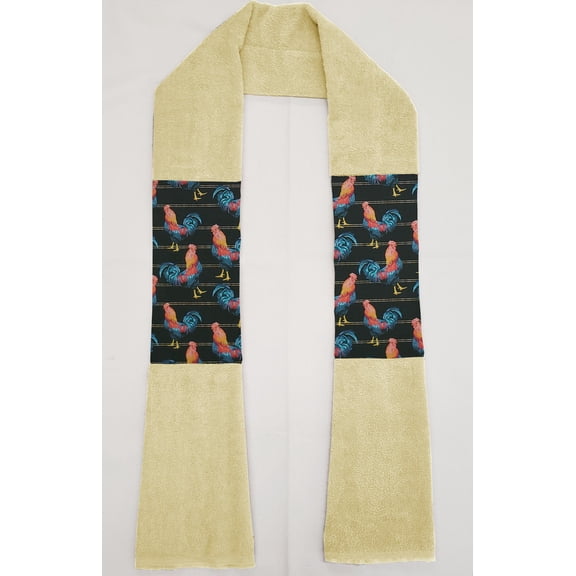 Roosters Kitchen Towel Boa / Scarf by Penny's Needful Things (Towel Color: Yellow) (Black)