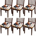thumbnail image 1 of Roosters and Leaves Seat Covers for Dining Room Chairs Set Of 6,Stretch Printed Washable Chair Seat Cover with Elastic Ties and Button,Removable Waterproof Couch Cushion Covers, 1 of 6