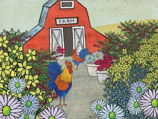 Roosters in Garden Canvas Art - Shanni Welsh (18 x 24)