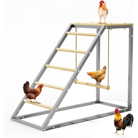 Roosting Bars for Chickens in Coop, Chicken Perch for Coop, Chicken Roosting Bars with Swing and Ladder for Backyard Farm, Easy to Clean, (37.6"x15.7"x27.5")