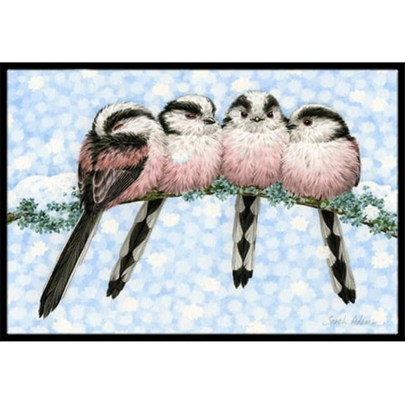 Roosting Long Tailed Tits Indoor or Outdoor Mat 18 x 27