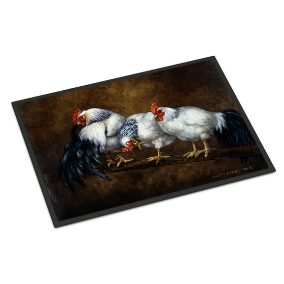 Roosting Rooster and Chickens Doormat 18x27