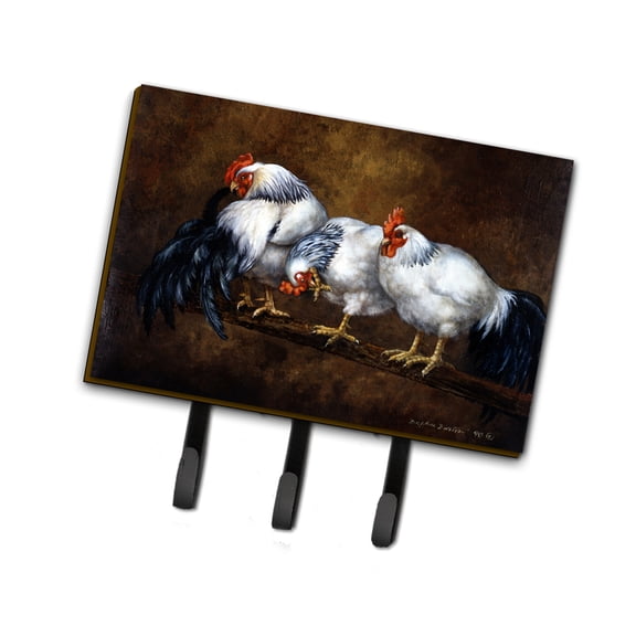 Roosting Rooster and Chickens Leash or Key Holder