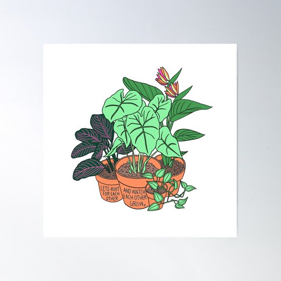 Root And Grow Poster Wall Art, Modern Wall Decor For Living Room Bedroom, 16x16 UNFRAMED