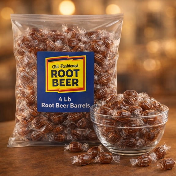 Root Beer Barrels Candy 4 lb Bag, Classic Hard Candy, Sweet & Fizzy Root Beer Flavor