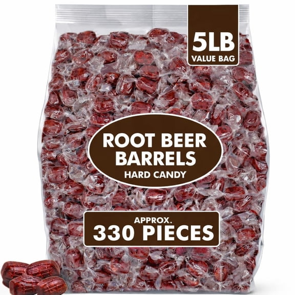 Root Beer Barrels Classic Flavor | 5 Pounds Individually Wrapped | Fresh Delicious Nostalgia Bulk Hard Candy (Approx. 330 Pieces) Great For Any Holiday & Occasion!