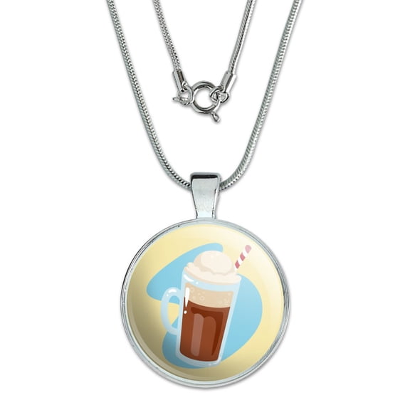 Root Beer Float 1" Pendant with Sterling Silver Plated Chain