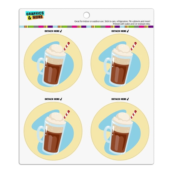 Root Beer Float Refrigerator Fridge Locker Vinyl Circle Magnet Set