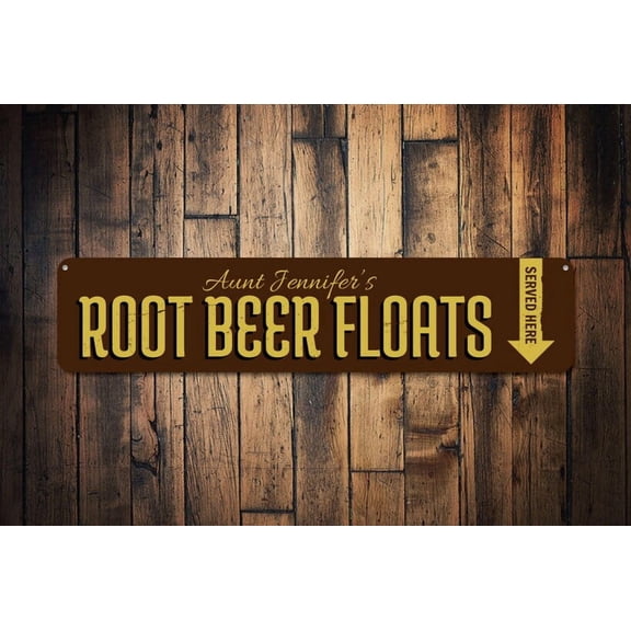 Root Beer Floats Sign Custom Served Here Ice Cream Maker Name Sign Sweet Treats Kitchen Decor - Beer Signs - Size: 16 x 4 Inches