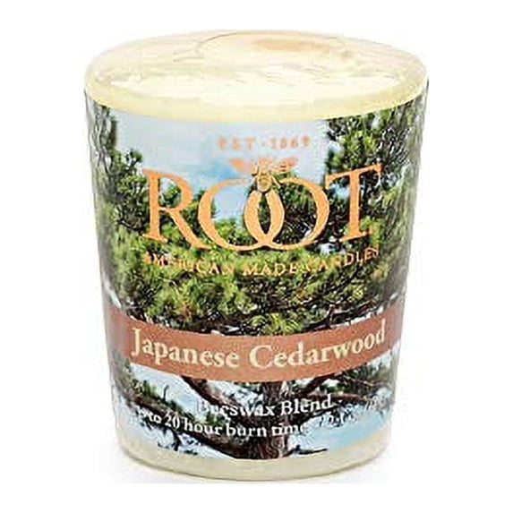 Root Candles 20-Hour Scented Beeswax Blend Votive Candles, 18-Count, Japanese Cedarwood