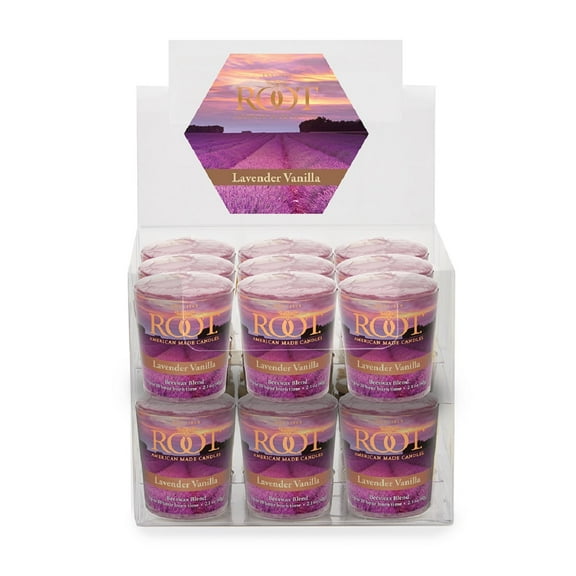 ROOT Votive Candles, Lavender Vanilla Scented, 20 Burn Time, 18-Pack