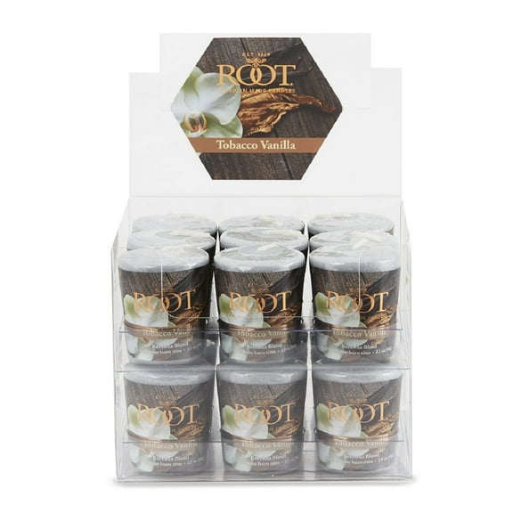 ROOT Candles 20-Hour Scented Beeswax Blend Votive Candles, 18-Count, Tobacco Vanilla
