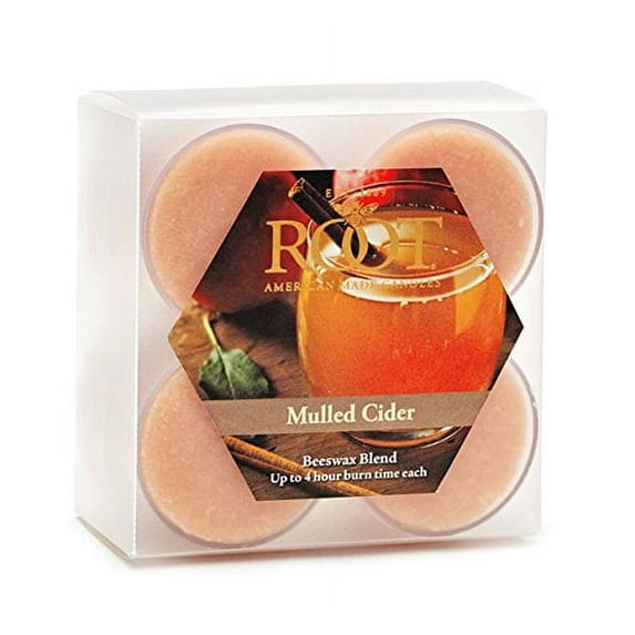 Root Candles Scented Tealights Handcrafted Beeswax Blend 4-Hour Tealight Candles, 8-Count, Mulled Cider