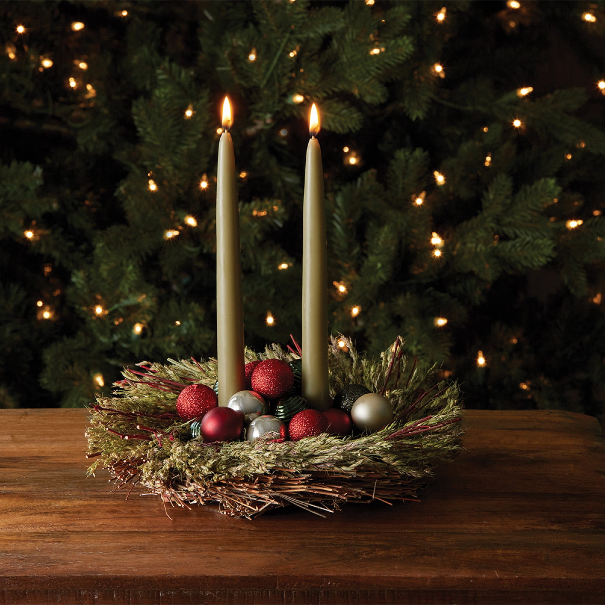 Bayberry Scented Beeswax 9" Taper Dinner Candles, 2-Pack