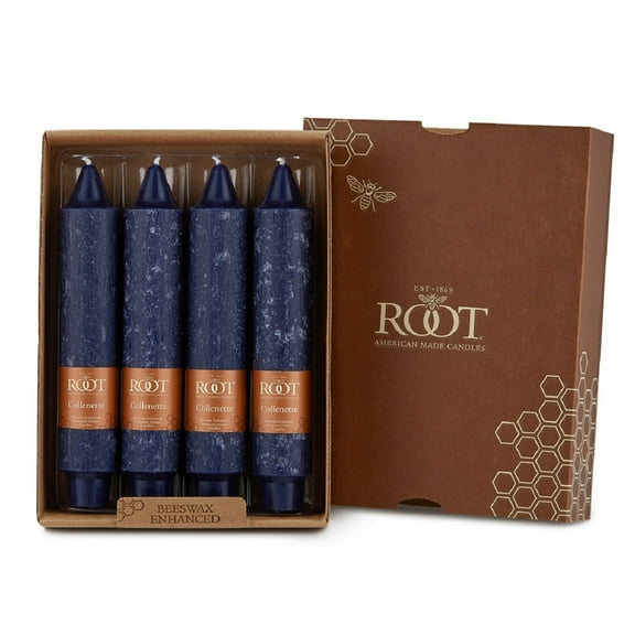 Root Candles Unscented Timberline Collenette 7-Inch Taper Candles, Abyss, box of 4 ea.