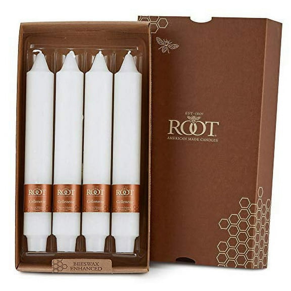 Root Candles Unscented Timberline Collenette 9-Inch Dinner Candles, 4-Count, White