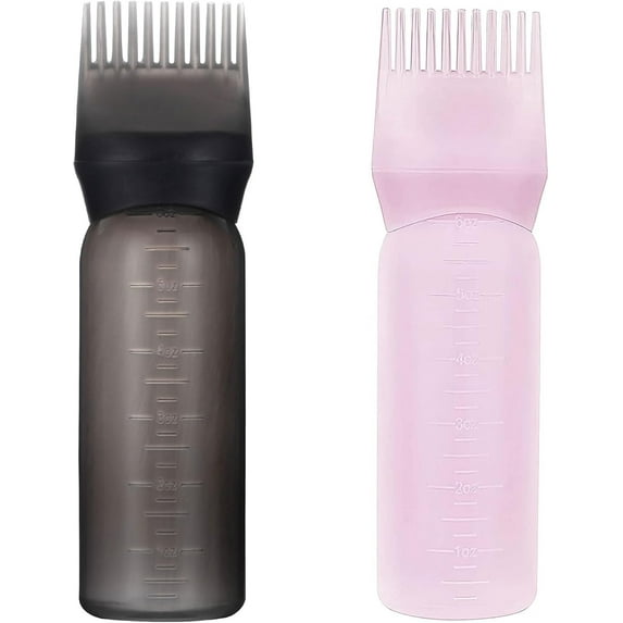 Root Comb Applicator Bottle, 2 Pack 6 Ounce Hair Oil Applicator Bottle for Hair Dye Bottle Applicator Brush with Graduated Scale