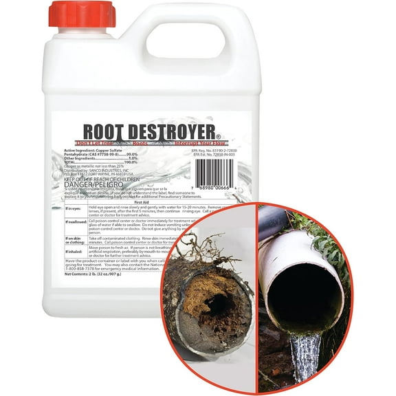 Root Destroyer 2lbs- Root Killer for Sewer & Pipe Lines- Stops New Growth Safe for All Plumbing