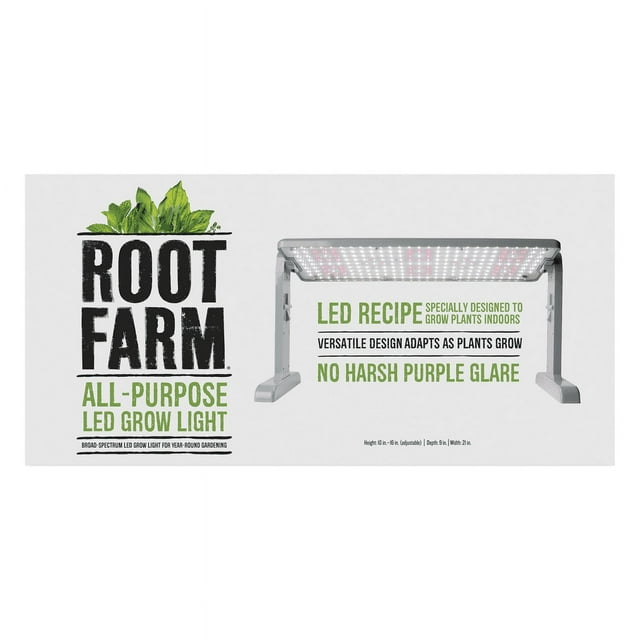 Root Farm All-Purpose LED Grow Light, 45W - Broad Spectrum Grow Lamp, for Indoor Hydroponic Plants, Energy Efficient