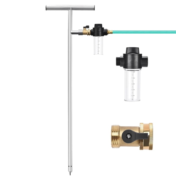 Root Feeder with Fertilizer Bottle, Watering Wand, Irrigation System Watering Stake  Stainless Steel Deep Root Tree Watering Tool with Brass Valve T-Handle for Trees, Bushes, Shrubs, Fruit Trees