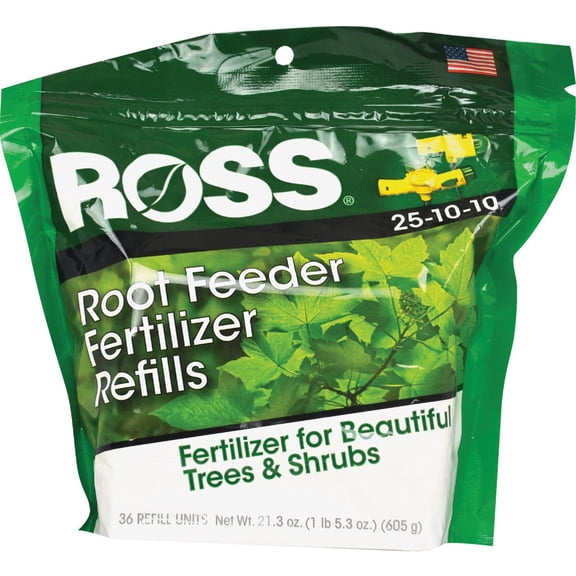 36-pack Ross Root Feeder Fertilizer Refill - For Trees, 25-10-10 NPK - 36 Pack Outdoor & Indoor Plant Use, Easy Application