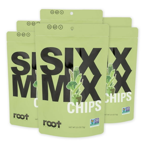 Root Foods SixMix Chips, Natural Veggie Snack, Non-GMO Vegetable Crisps, Good for Adults, Kids, Vegan, Gluten Free, Halal (SixMix)