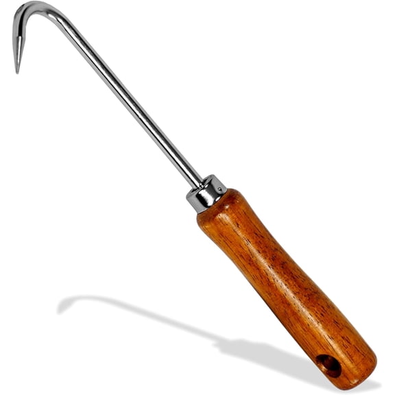 Root Hook Japanese Garden Tool for Loosing Soil, Heavy Duty Japanese Steel, Root Pick Tool for Repotting Bonsai and Transplanting Flower, Made in Japan, Silver