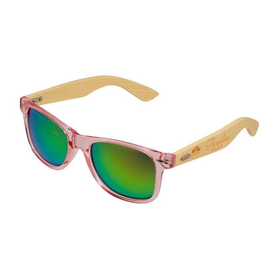 Root Paradise Park Pink PC Pink Mirror Lens Bamboo Temples Unisex Sunglasses